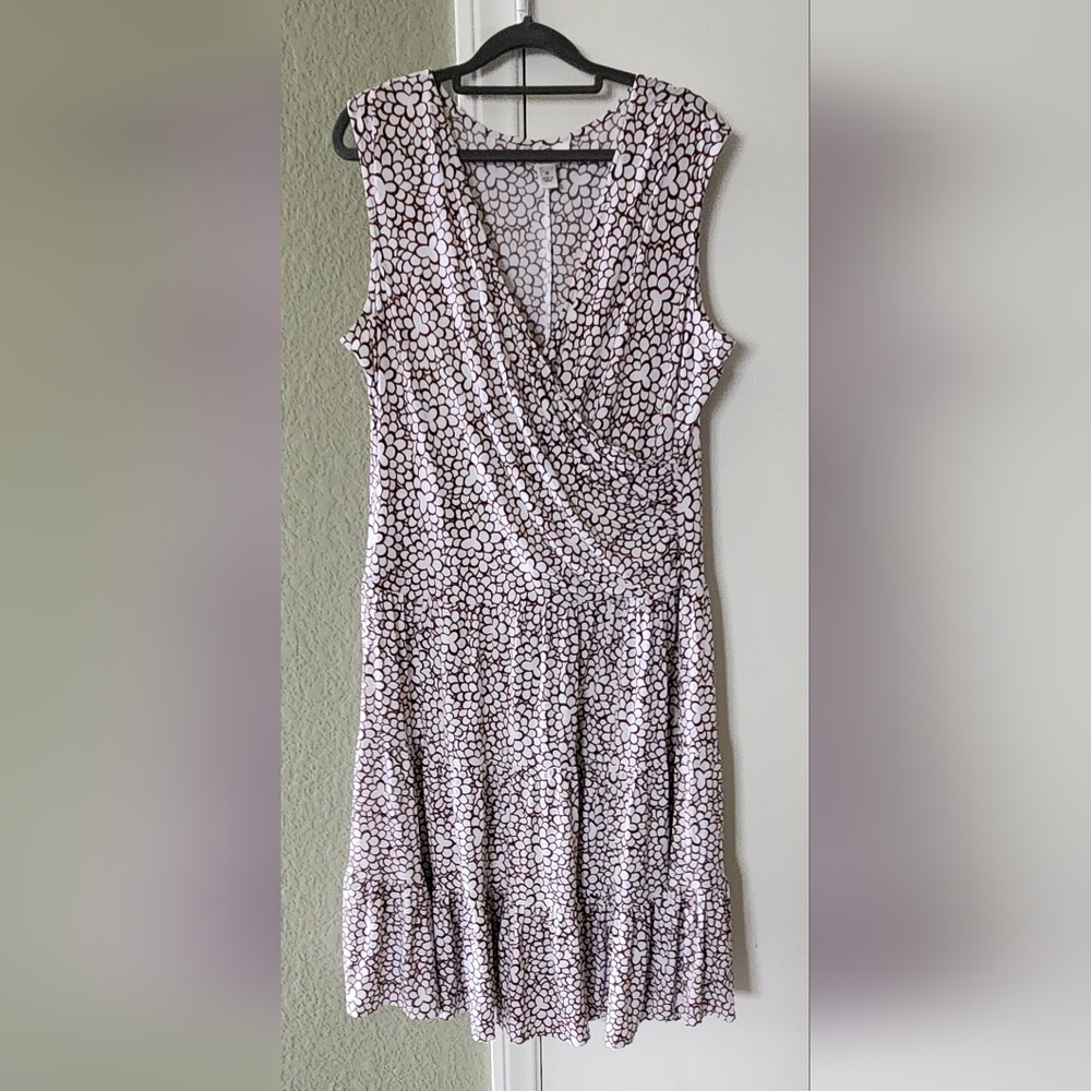Talbots Sleeveless Crossover V-Neck Ruched Side Tiered Midi